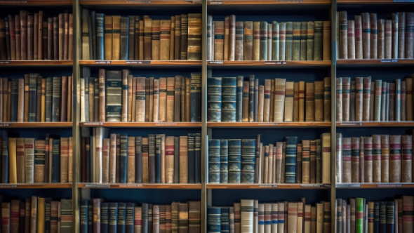 Bibliothèque avec livres anciens