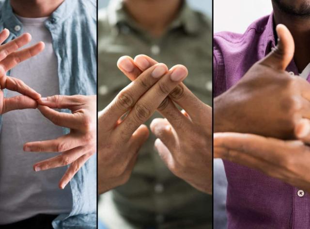 Plusieurs signes en langue des signes