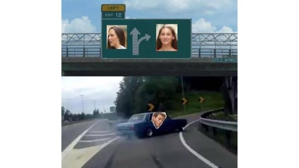 Mème distracted boyfriend exit 12