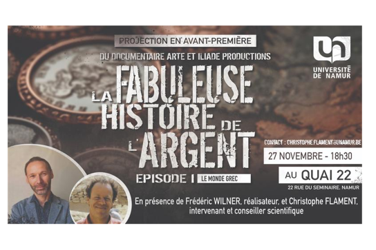 Affiche de l'avant-première de présentation du documentaire "La fabuleuse histoire de l'argent" de Christophe Flament