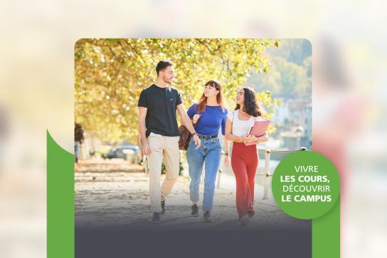 3 étudiants qui marchent à namur en automne